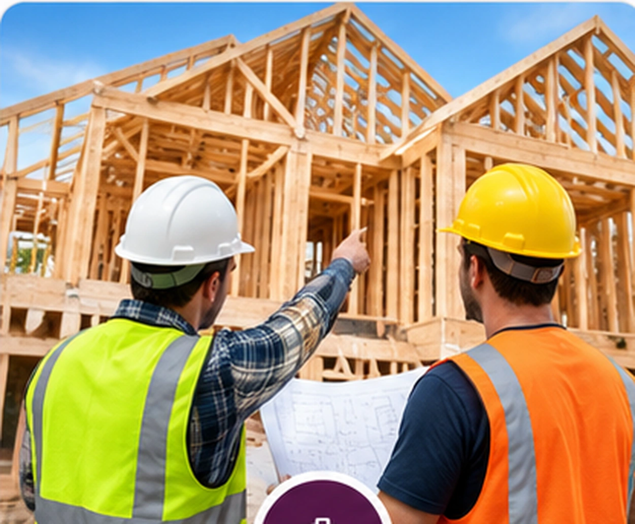 Construction framing at a job site